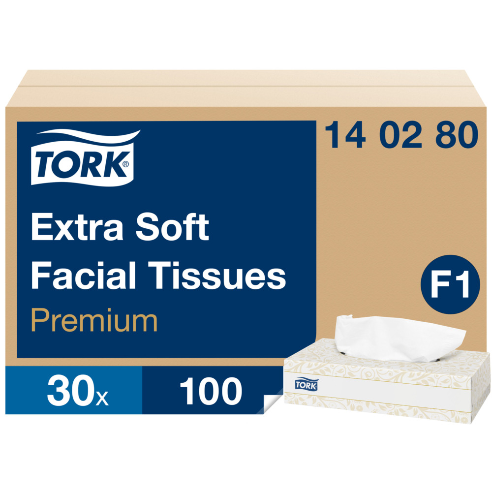 Ansiktsservett Tork Extra Mjuk F1 vit 2-lag Premium, 100st Servetter/ Frp - Bild 2