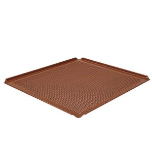 Bakplåt i obelagd aluminium, GN 2/3, kanter 45 °, silikon, perforerad