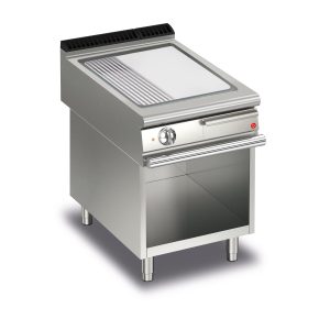 Elektrisk stekhäll BARON Q70SFTV/E625 med slät & 1/3 räfflad kromat stekplatta, på öppet stativ, 600x700mm, 5,4kW