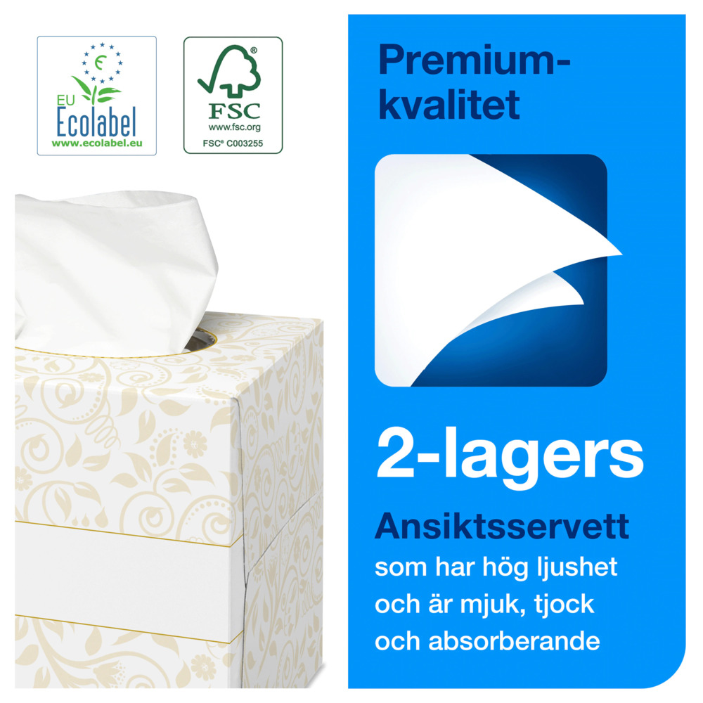 Ansiktsservett Tork Extra Mjuk F1 vit 2-lag Premium, 100st Servetter/ Frp - Bild 4