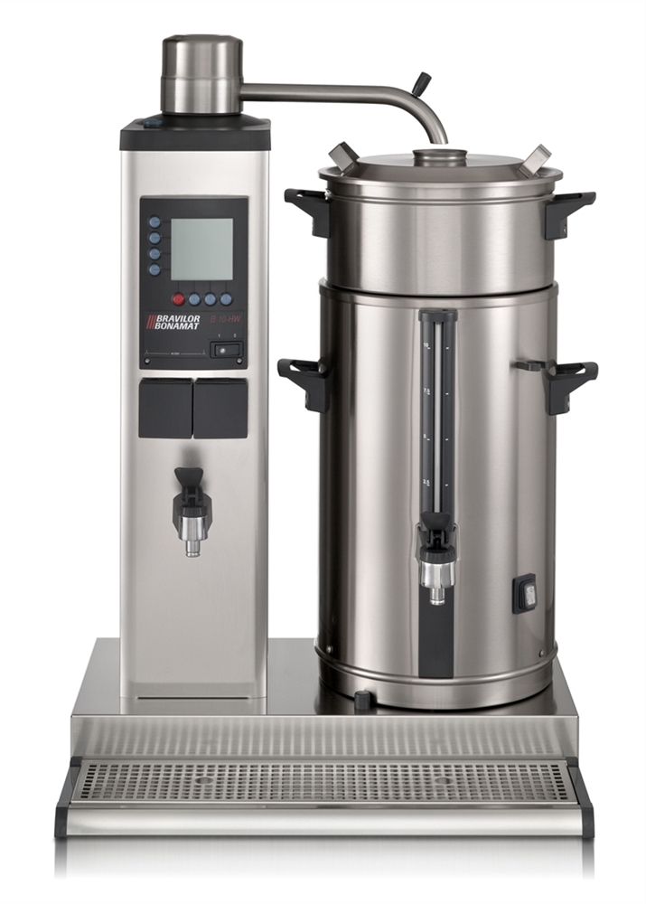 Urnbryggare Bravilor Bonamat B10 HW L/R Bordsmodell med 1 bryggpelare 1 behållare till höger på 10 liter och hetvattenkran. 400V